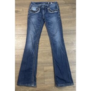 MISS ME Jeans Mid-Rise Boot Rhinestone stud embellished pockets SZ 27 EUC